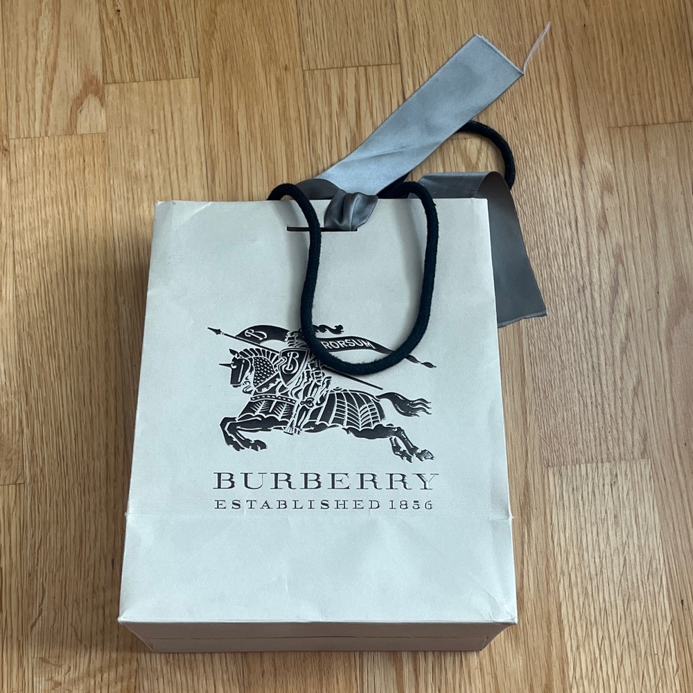 Burberry Cream Gift Bag with Gray Ribbon